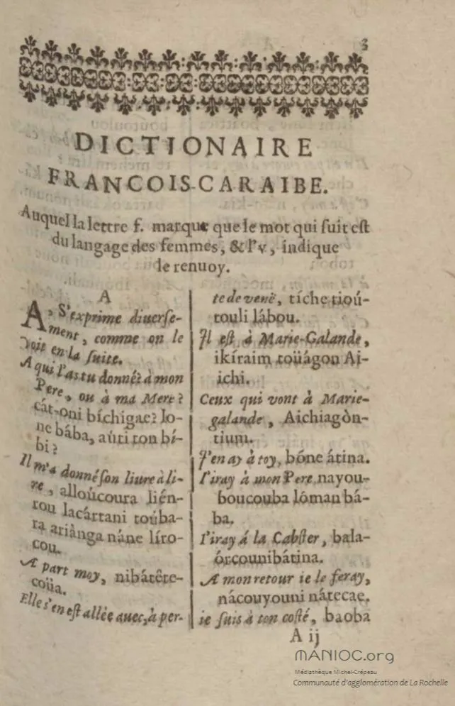 Première page du dictionnaire