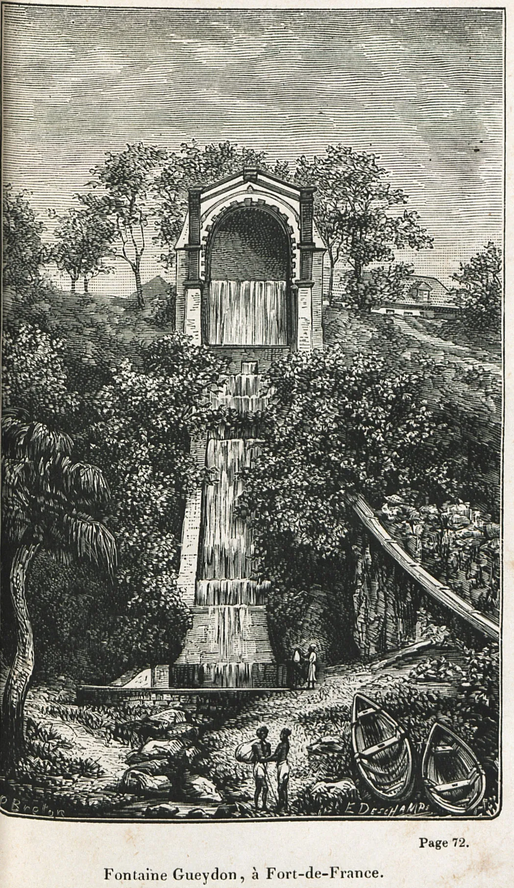 Dessin de la fontaine Gueydon à Fort-de-France