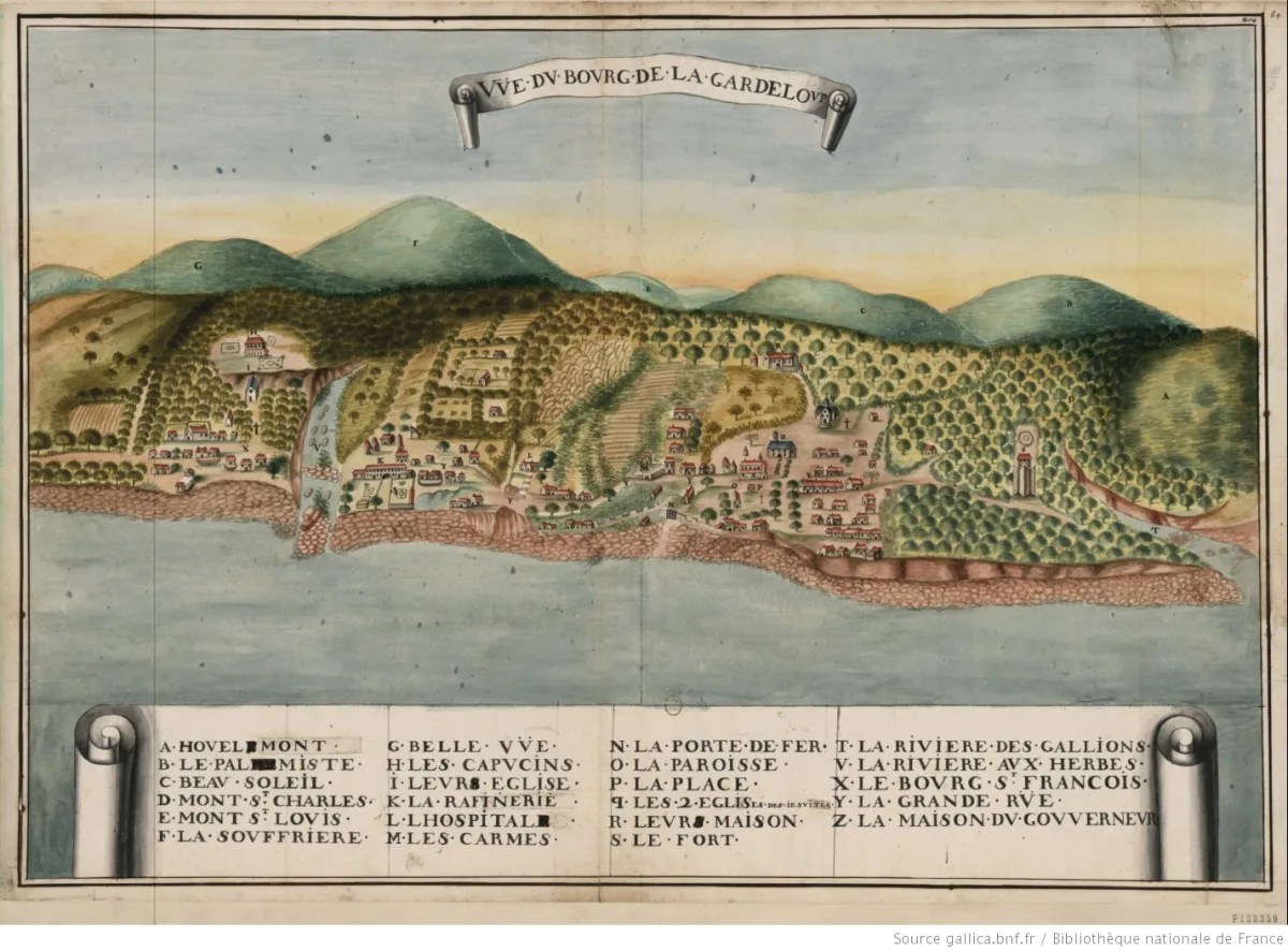 Vue du bourg de la Guadeloupe