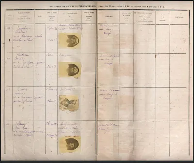 Une page du registres de licences personnelles