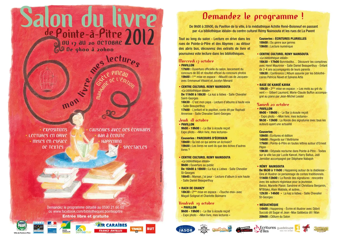 Affiche du salon du livre de Pointe-à-Pitre du 17 au 20 octobre 2012