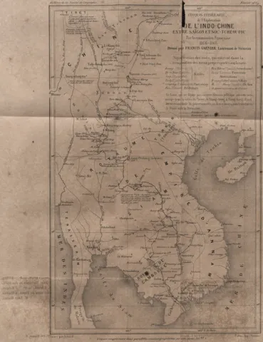 Carte de l'itinéraire de l'exploitation de l'Indochine entre Saïgon et Sou-Tcheou-Fou