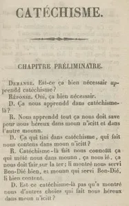 Extrait du premier chapitre d'un ouvrage de catéchisme en créole