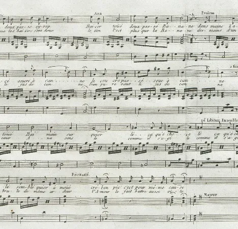 Extrait d'une portée musicale avec le texte en créole
