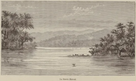 Dessin représentant le fleuve Maroni