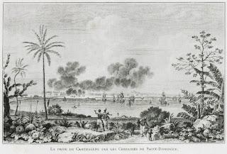 Gravure représentant  la prise de Carthagène par les corsaires de Saint-Domingue