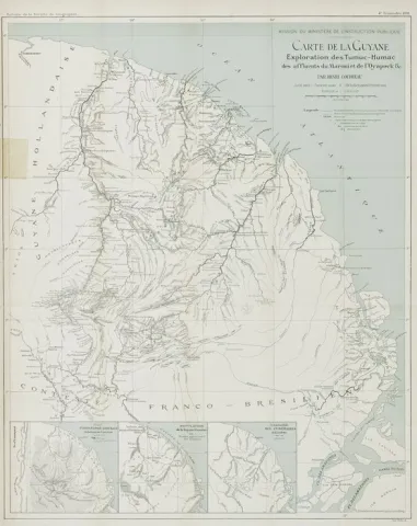 Carte des  affluents du Maroni et de l'Oyapock