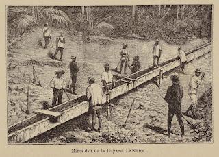 Gravure représentant des mines d'or de la Guyane