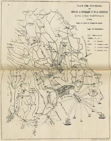 Plan des Environs des Forts de la République et de la Convention dans l'isle Martinique