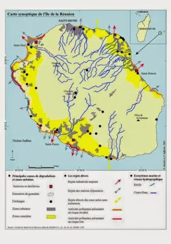 Carte synoptique de l'île de la Réunion