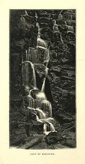 Gravure représentant le saut du Maritowe en Guyane, une suite de cascades de deux mètres de hauteur chacune