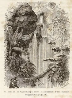 Dessin d'une cascade en Guadeloupe