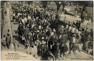 Photographie représentant le départ du gouverneur Lepreux de Martinique en 1908